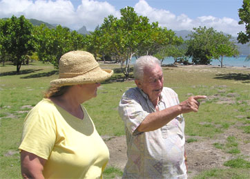 Diane with Bill at Raiatea marae site