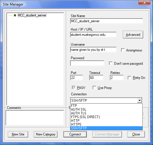 Core FTP Site Manager