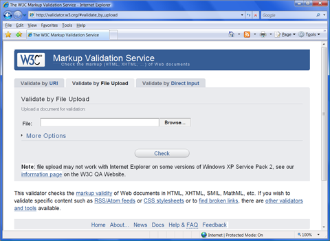 W3C Validate by File Upload page